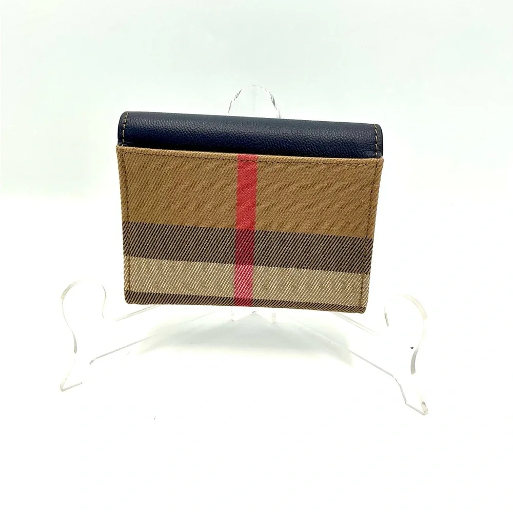 Burberry Navy Lancaster Canvas Trifold Wallet #1115 - Picture 2 of 6
